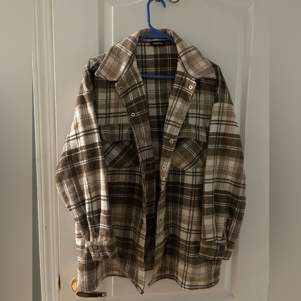 Tan plaid shacket